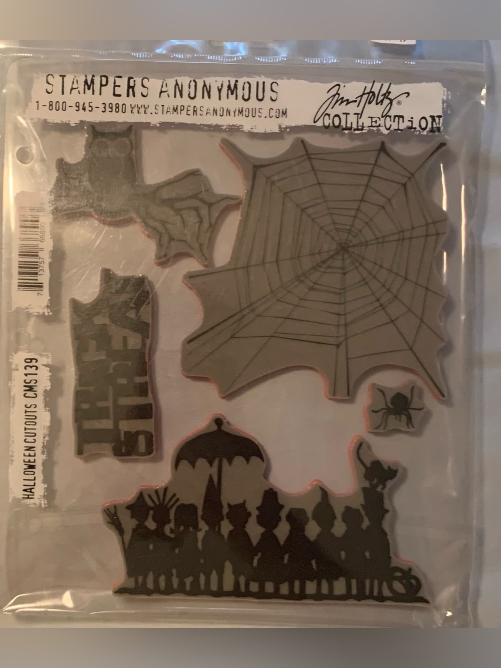 Tim Holtz Halloween Stamp Set. Rare Spiderweb & Silhouettes